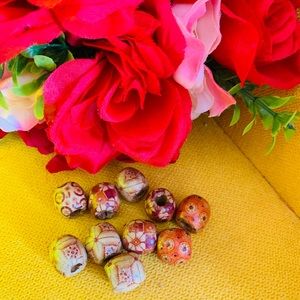 Wooden Dread beads 10 pc